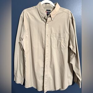 Chaps beige long sleeved button down size Lg
